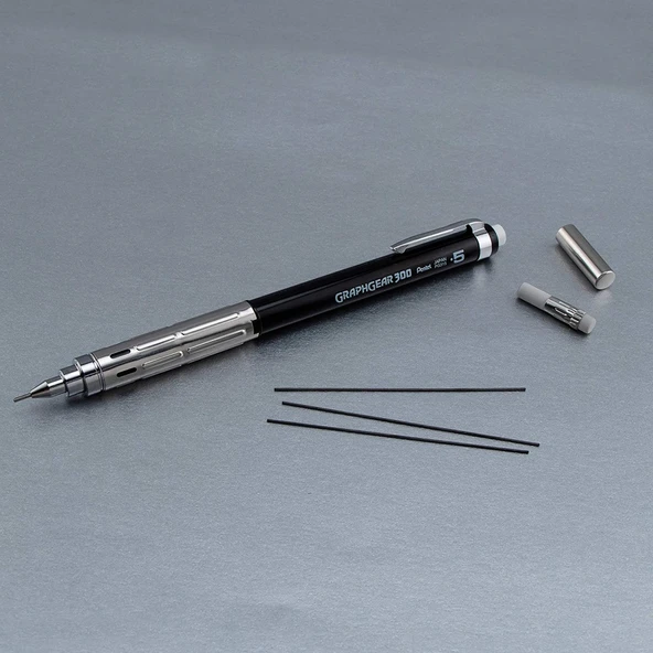 Pentel GraphGear 300 0.5 mm Mekanik Kurşun Kalem - Siyah - Resim 5