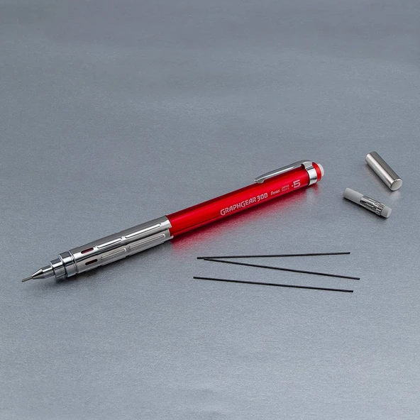 Pentel GraphGear 300 0.5 mm Mekanik Kurşun Kalem - Kırmızı - 5