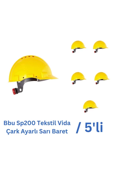 Bbu Sp200 Tekstil Vida Çark Ayarlı Sarı Baret - 5 Adet