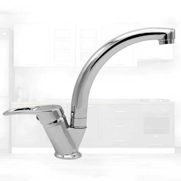Vista Mix Kısa Batarya Krom Lavabo Banyo Mutfak Musluğu Musluk Mermer Tezgah Üstü Çift Su Giriş Evye - 7