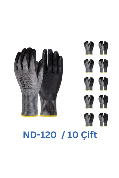ND-120 Nitril D Kesilmez Eldiven Gri - 10 Çift