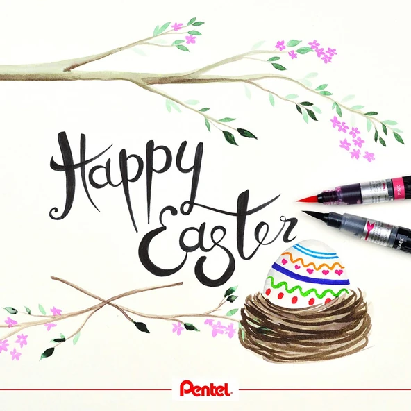 Pentel Arts Colour Brush Fırça Uçlu Boya Kalemi - Zeytin Yeşili XGFL-115X - Resim 6