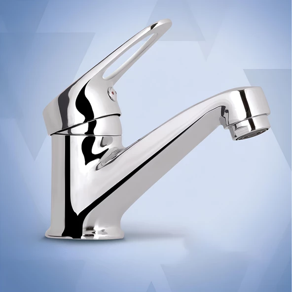 Vista Mix Batarya Krom Lavabo Banyo Mutfak Musluğu Musluk Mermer Tezgah Üstü Çift Su Giriş Evye - 6