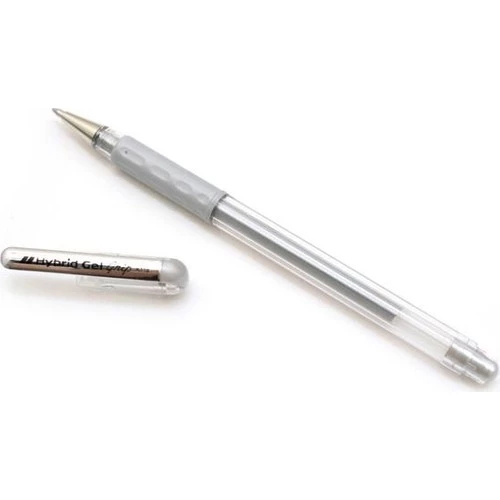 Pentel Hybrid Jel Grip Metalik Kalem - Gümüş