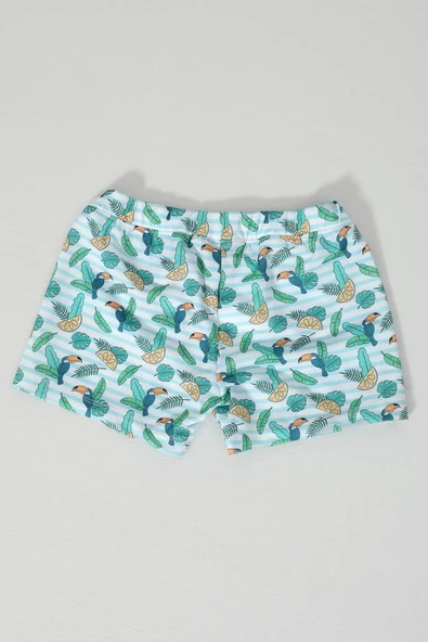 Erkek Çocuk Lastikli Tropikal Deniz Şortu - Resim 3