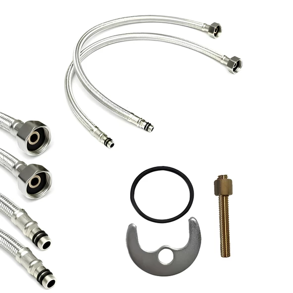 Side Mix Batarya Krom Lavabo Banyo Mutfak Musluğu Musluk Mermer Tezgah Üstü Çift Su Giriş Evye - Resim 3