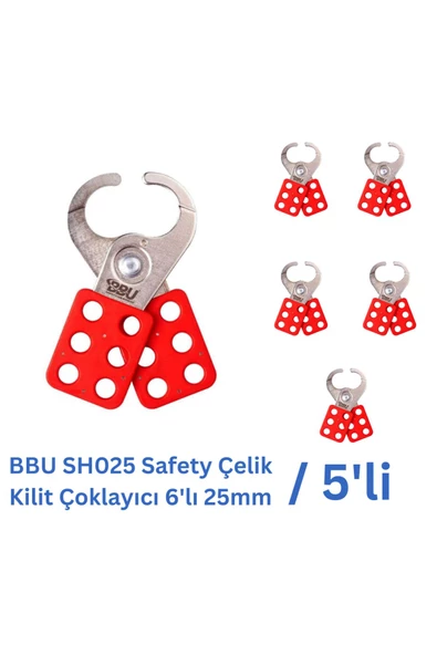 BBU SH025 Safety Çelik Kilit Çoklayıcı 6'lı 25mm - 5 Adet