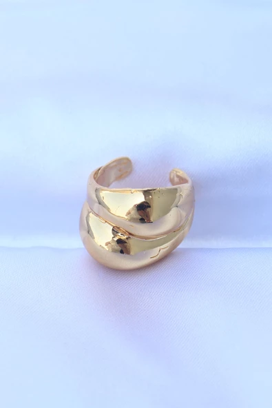 Pirinç Gold Renk Ayarlanabilir Damla Yüzük - TJ-BYK3174 - 2