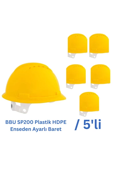 Bbu Sp200 Plastik Hdpe Enseden Ayarlı Sarı Baret - 5 Adet