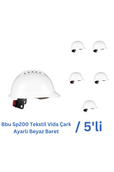 Bbu Sp200 Tekstil Vida Çark Ayarlı Beyaz Baret - 5 Adet