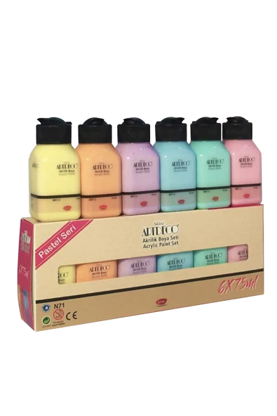 Akrilik Boya 6x75ml Pastel Renkler Lv-Y-070i-AS2 ürün görseli