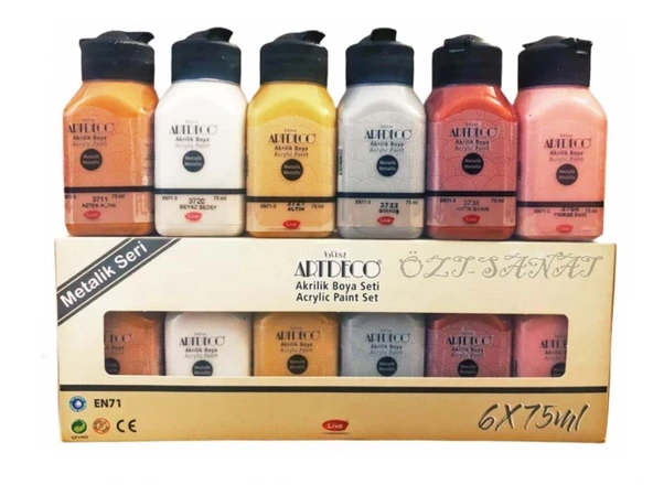 Artdeco Akrilik Boya 6x75 ml Metalik Renkler ürün görseli