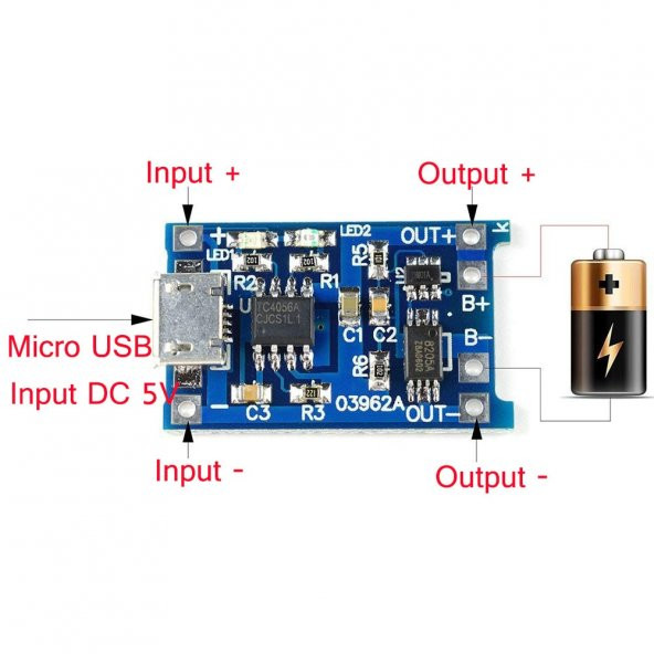 5 Adet Mikro Usb Pil Şarj Devresi  ( TP4056 ) - 4