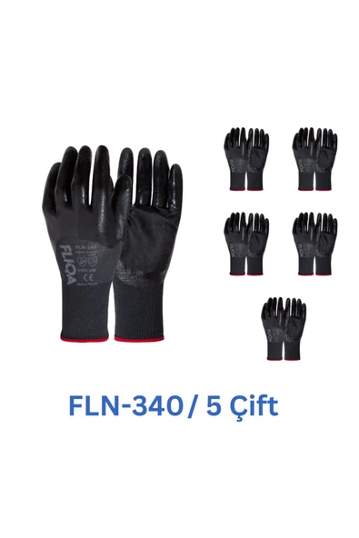 FLN-340 3/4 Nitril Hassas Eldiven Siyah - 5 Çift