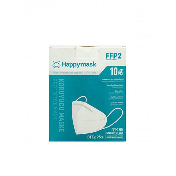 HappyMask 10 Ad. Beyaz Yetişkin N95 Maske