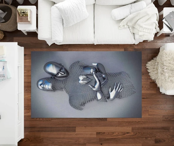 Dijital Baskılı Metal Heykel Çift Desenli Halı