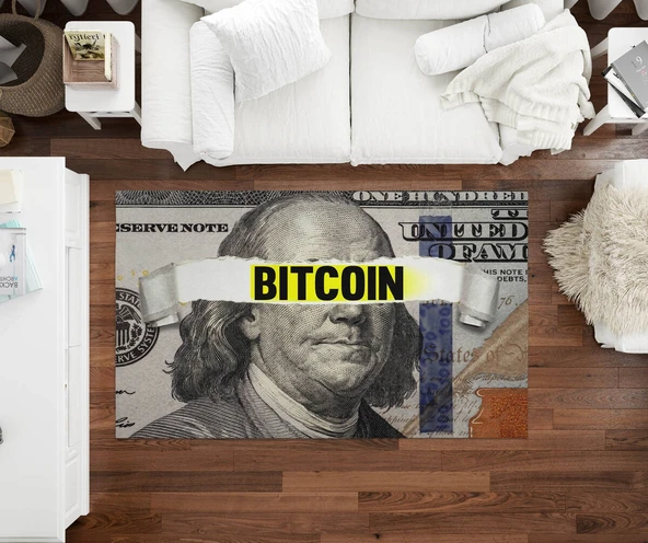 Dijital Baskılı Bitcoin Desenli Halı