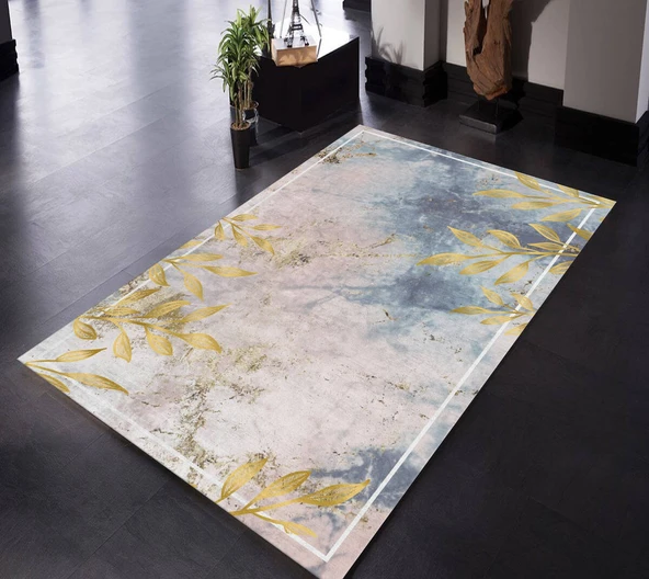 Dijital Baskılı Yaprak Tasarım Desenli Halı - 2