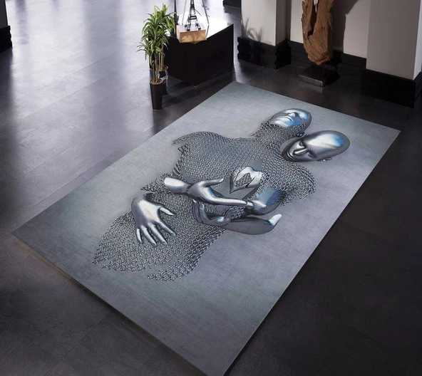 Dijital Baskılı Metal Heykel Çift Desenli Halı - 2