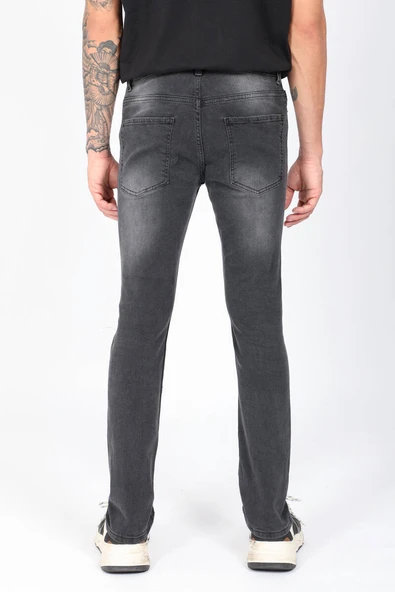 Erkek Straight Fit Fermuar Detaylı Jean Pantolon - Resim 5