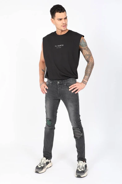 Erkek Straight Fit Fermuar Detaylı Jean Pantolon - Resim 2