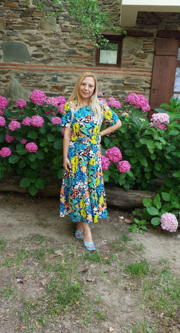 Kemerli Poplin Elbise - 3