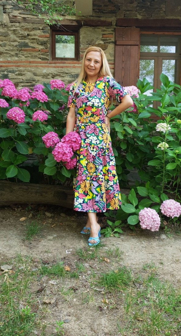 Kemerli Poplin Elbise - 4