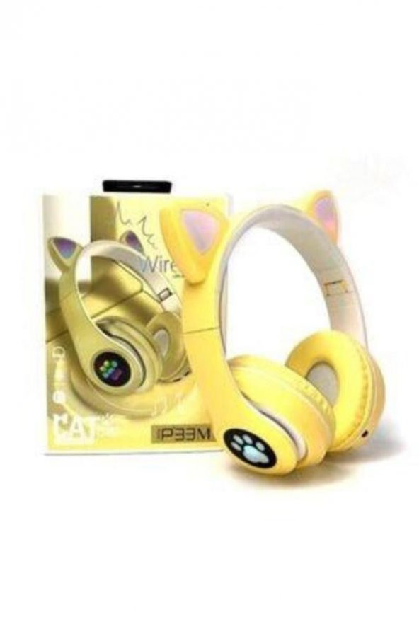 P33m Bluetooth Stereo Kulak Üstü Kedi Kulaklık Uyumlu