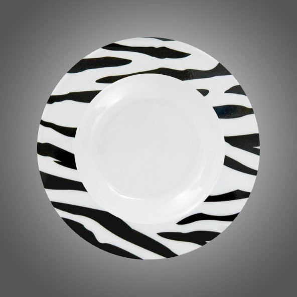 19 cm Melamin Çukur Tabak 12 Adet : Siyah Zebra
