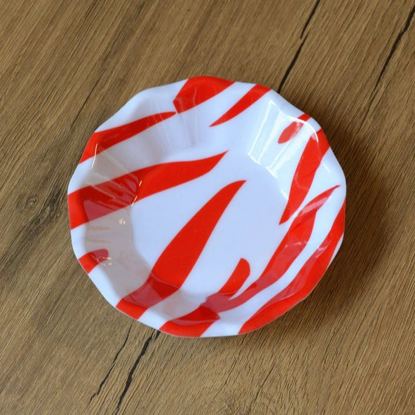 Melamin Kahveci Çay Tabağı 50 Adet : Kırmızı Zebra