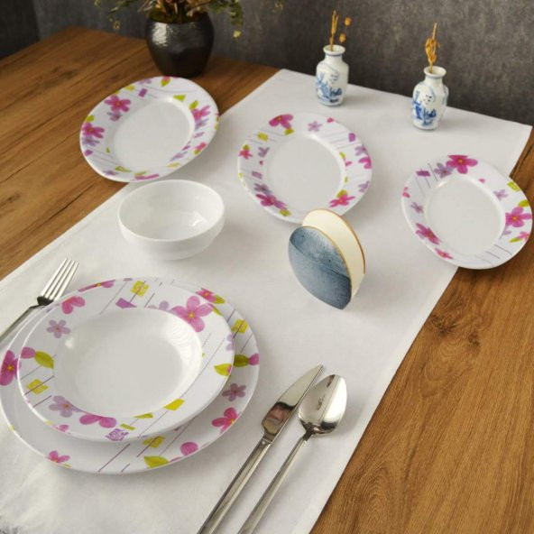 6 Kişilik 22 Parça Melamin Yemek Takımı : Orkide