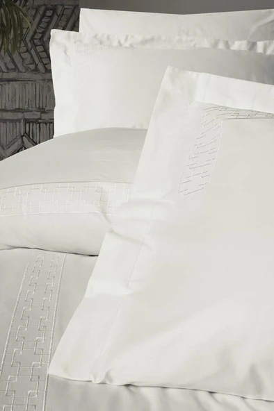 Cotton Box Brode Nakışlı Çift Kişilik Saten Nevresim Takımı Luxe Ekru - 2