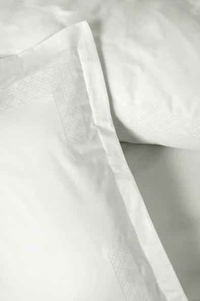 Cotton Box Brode Nakışlı Çift Kişilik Saten Nevresim Takımı Galant Beyaz - Resim 2