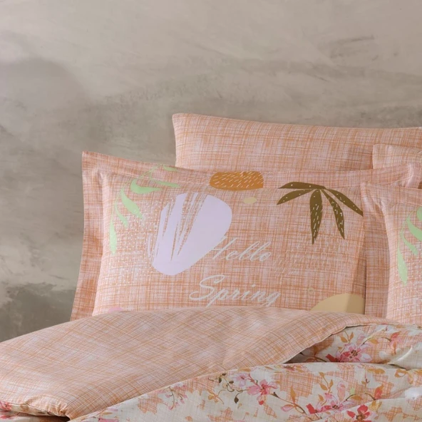 Hobby Çift Kişilik Poplin Nevresim Lily Somon - 2