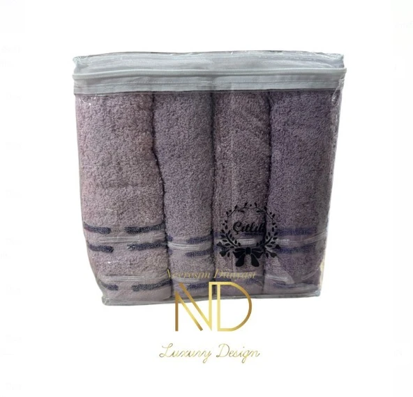 Nevresim Dünyası Basic Lila 4lü 50x90cm Havlu Seti