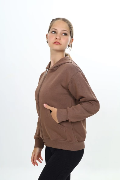 Kız Çocuk Fermuarlı Kapüşonlu Hırka wap7178.1 - 5