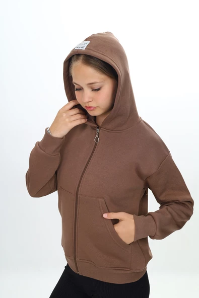 Kız Çocuk Fermuarlı Kapüşonlu Hırka wap7178.1 - 3