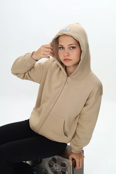 Kız Çocuk Fermuarlı Kapüşonlu Hırka wap7178.1 - 6