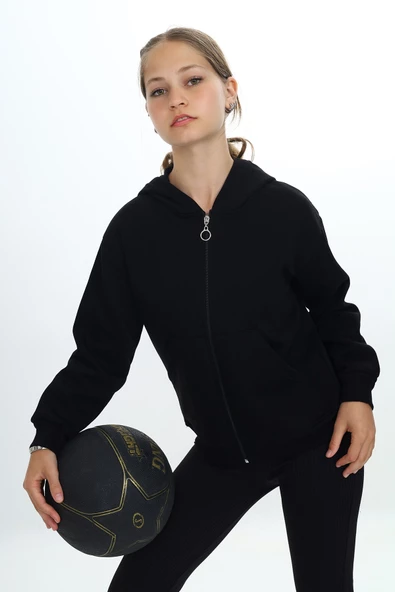 Kız Çocuk Fermuarlı Kapüşonlu Hırka wap7178.1 - 10