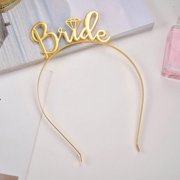 Bride Tek Taş Metal Bekarlığa Veda Partisi Taç - Gold