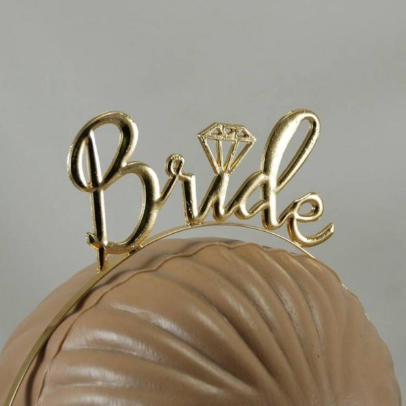 Bride Tek Taş Metal Bekarlığa Veda Partisi Taç - Gold - 3
