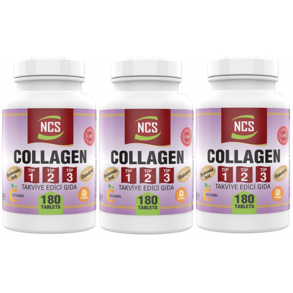 Ncs Hidrolize Collagen (kolajen) Type (tip) 1-2-3 Hyaluronic Acid Vitamin C Glutatyon 180 Tablet 3 Adet