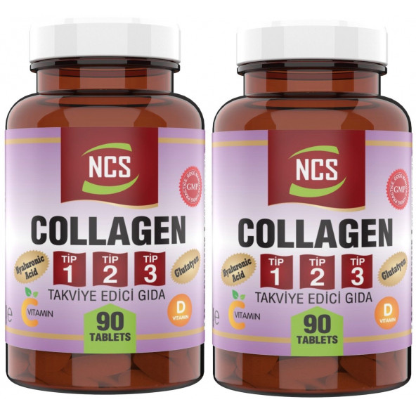 Ncs Hidrolize Collagen (kolajen) Type (tip) 1-2-3 Hyaluronic Acid Vitamin C Glutatyon 90 Tablet 2 Adet