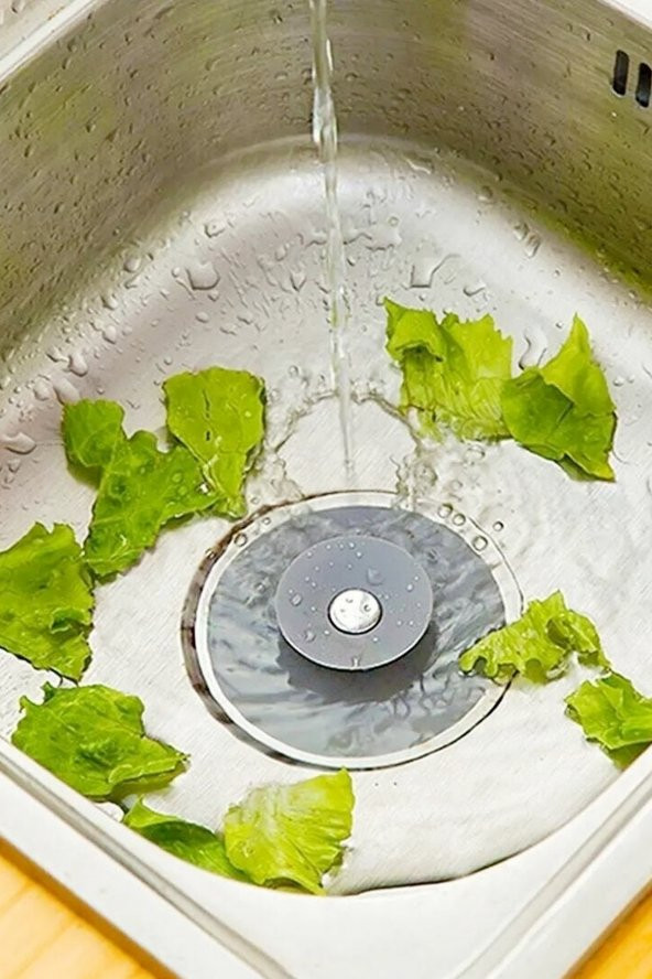 Lavabo Tıpası 2 Adet Silikon Dokunmatik Mutfak Tıkacı Süzgeçli Evye Banyo Küvet Gider Tıpası - 5