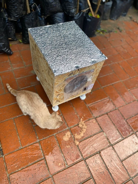 Kedi Kulübesi Kedi Yuvası Kedi Evi 30x33x36cm Iç Ve Dış Mekan Su Geçirmez Isı Yalıtımlı Özel Tasarım - 5
