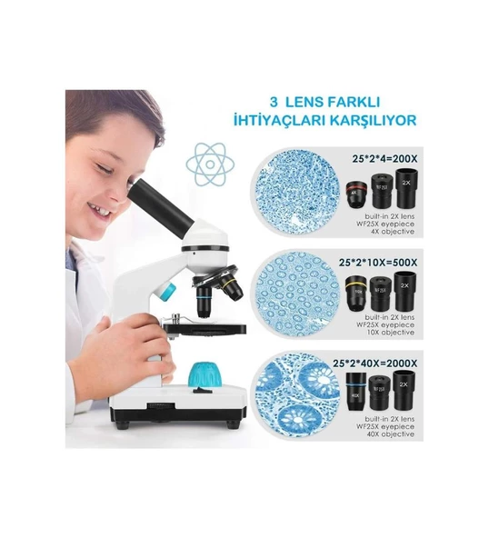 Alfalink LCD Dijital Ekranlı Mikroskop 50x -1000x Büyütme Usb HD 1080P 4.3inç - 5