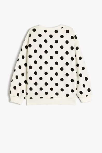 Koton Kız Bebek Baskılı Pamuklu Bisiklet Yaka Uzun Kollu Sweatshirt - 2