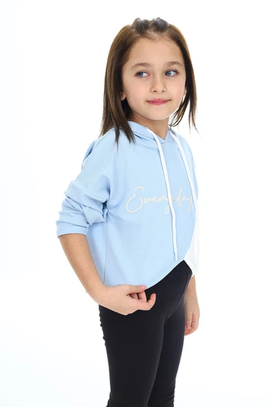 Kız Çocuk Crop Kapüşonlu Sweatshirt Px 9332.1 - Resim 10