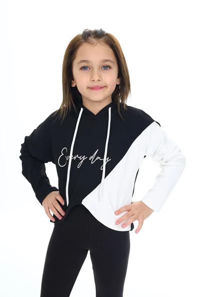 Kız Çocuk Crop Kapüşonlu Sweatshirt Px 9332.1 ürün görseli 1