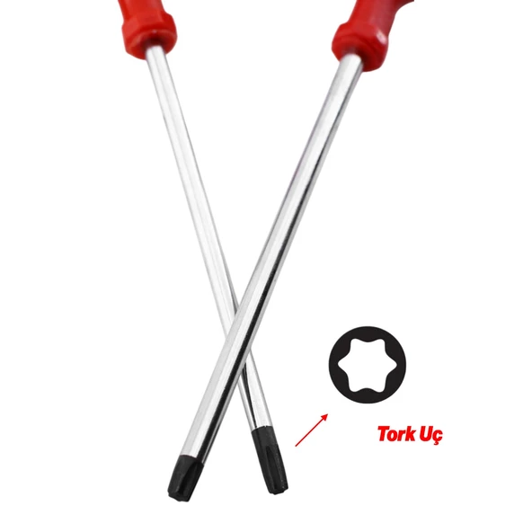 Tork Alyan Tornavida Seti Çelik ve Mıknatıslı T10 T15 T20 T25 T30 T40 Saplı İki Yön Uç 6 'lı Set - 2